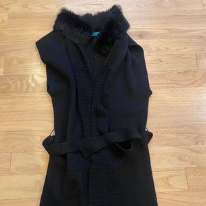 Alice and Olivia faux fur black sleeveless long vest/jacket